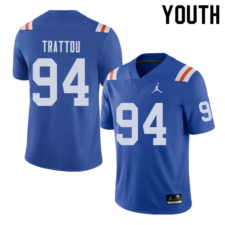 Jordan Brand Youth #94 Justin Trattou Florida Gators Throwback Alternate College Football Jerseys Sa